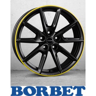 Borbet LX18 8,0X18 5/112 ET40 Black matt Rim Yellow