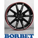 Borbet LX18 8,0X18 5/114,30 ET40 Black Glossy Rim Red