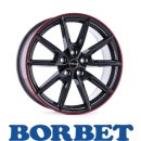 Borbet LX19 8,0x19 5/108 ET45 Black Glossy Rim Red